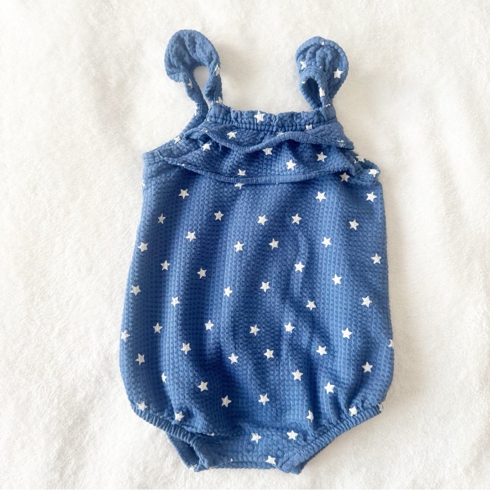 Cat & Jack Baby Girl Blue Star-Print Bubble Romper 12 months
